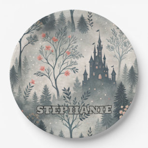 Enchanted Misty Forest with Dark Castle – Ethereal Paper Plates