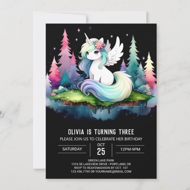 Enchanted Modern Horse Birthday Invitation (Front)