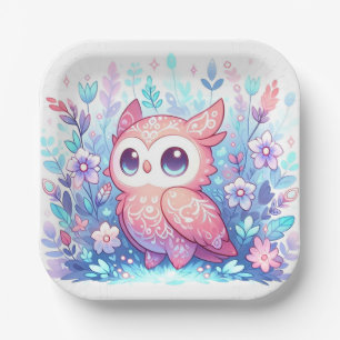 Enchanted Modern Owl Baby Shower Paper Plates