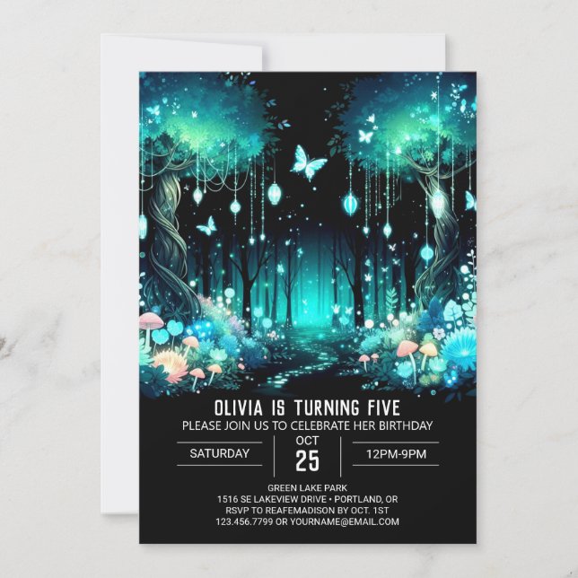 Enchanted Modern Woodland Digital Birthday Invitation (Front)