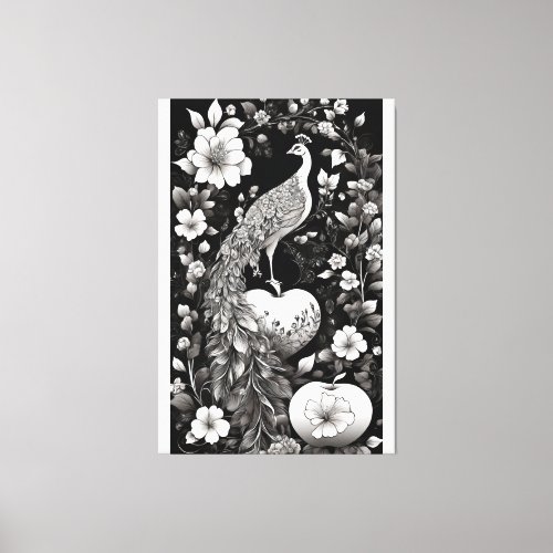 Enchanted Monochrome Crystal Floral Canvas Art wi