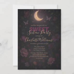 Enchanted Moon and Stars Sweet Sixteen Party Invitation