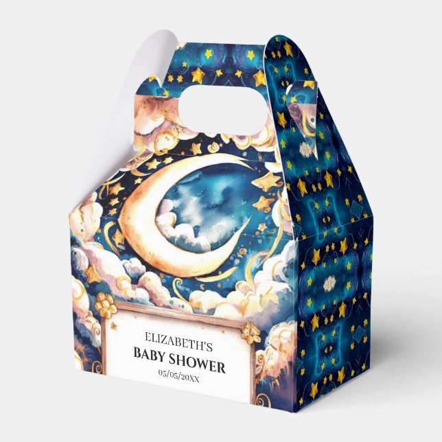 Enchanted Moon Celestial Baby Shower Favor Boxes (Front Side)