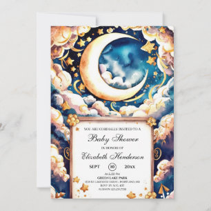 Enchanted Moon Celestial Baby Shower Invitation