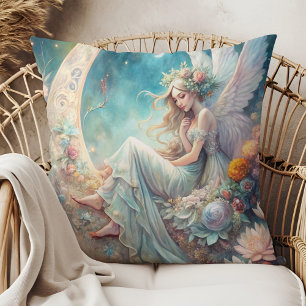 Enchanted Moon Fairy – Celestial Fantasy Art Throw Pillow