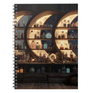Enchanted Moon Phase Potion Shelf Notebook