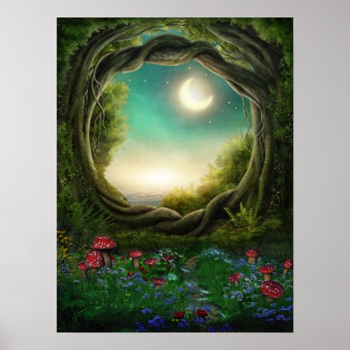 Enchanted Moon Tree Poster