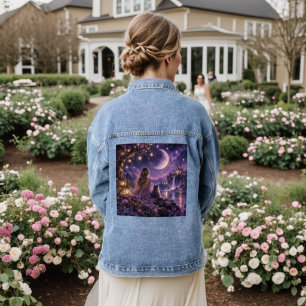 Enchanted Moonlight Purple Fantasy Night T-Shirt Denim Jacket