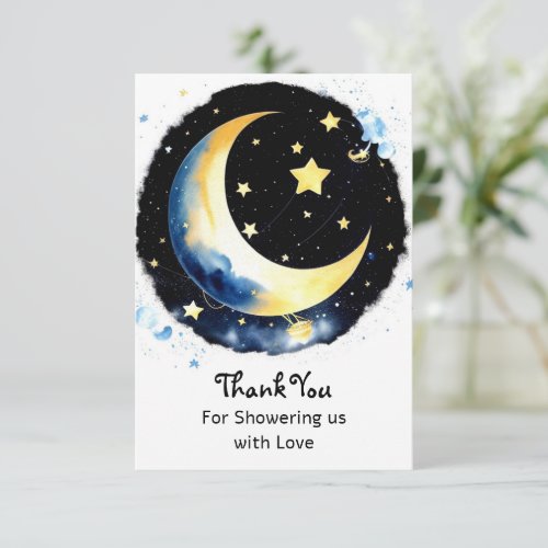 Enchanted Moonlit Celebration Boy Baby Shower Thank You Card