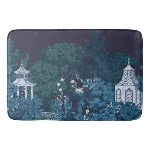 Enchanted Moonlit Gardens Chinoiserie  Bath Mat