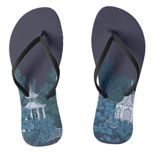 Enchanted Moonlit Gardens Chinoiserie  Flip Flops