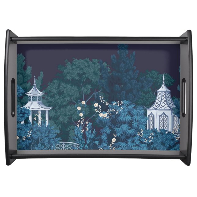 Enchanted Moonlit Gardens Chinoiserie  Serving Tray (Front)