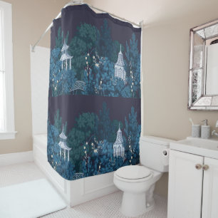 Enchanted Moonlit Gardens Chinoiserie Shower Curtain