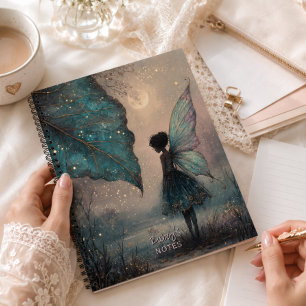Enchanted Moonlit Leaf Fairy Watercolor Fantasy Notebook