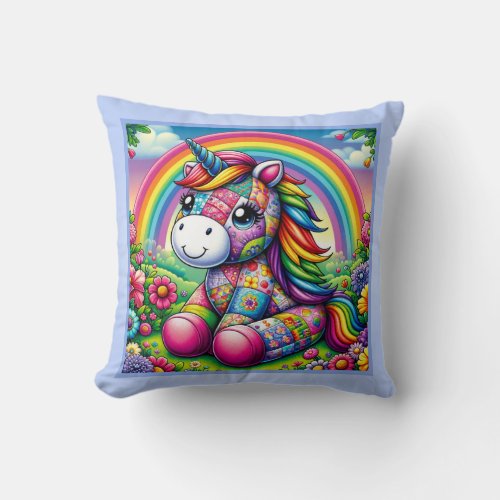 Enchanted Mosaic Unicorn Throw Pillow