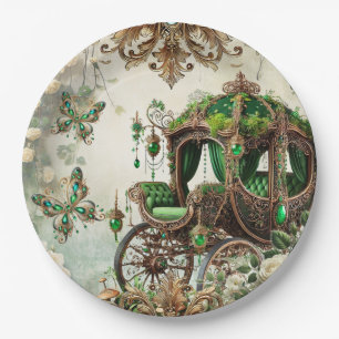 Enchanted Moss & Moonlight Fairytale Carriage Deco Paper Plates