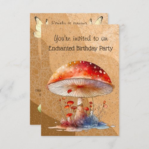 Enchanted Mushroom 4 Year Old Birthday Party Invitation