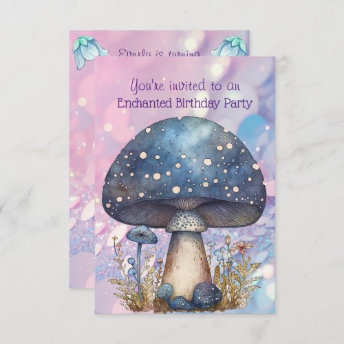 Enchanted Mushroom 4 Year Old Birthday Party Invitation