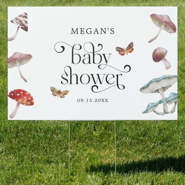 Enchanted Mushroom and Moth Baby Shower Sign (Insitu)