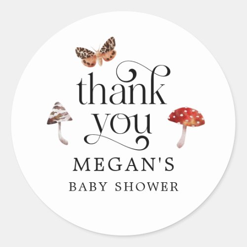 Enchanted Mushroom Baby Shower Favor Classic Round Sticker