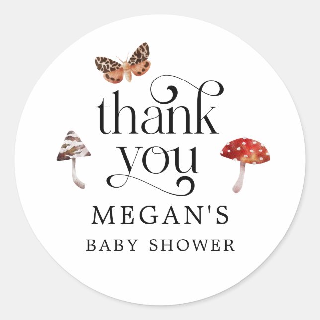 Enchanted Mushroom Baby Shower Favor Classic Round Sticker (Front)