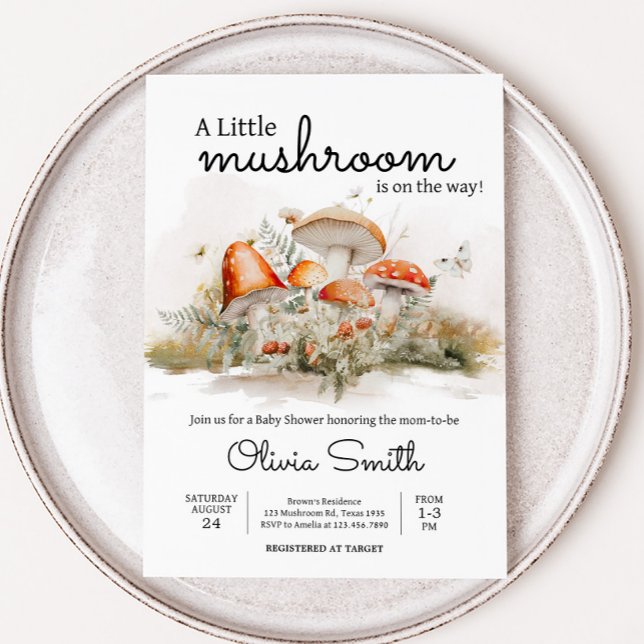 Enchanted Mushroom Forest Baby Shower Invitation (Enchanted Mushroom Baby Shower Invitation)