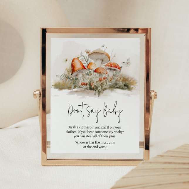 Enchanted Mushroom Forest Don't Say Baby Poster (Enchanted Mushroom Baby Shower Don't Say Baby Sign)