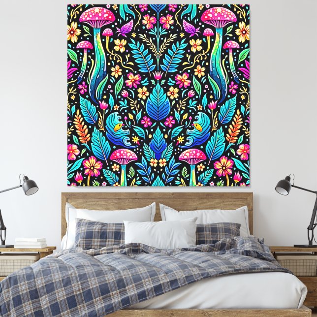 Enchanted Mushroom Forest Dream Canvas Print (Insitu(Bedroom))