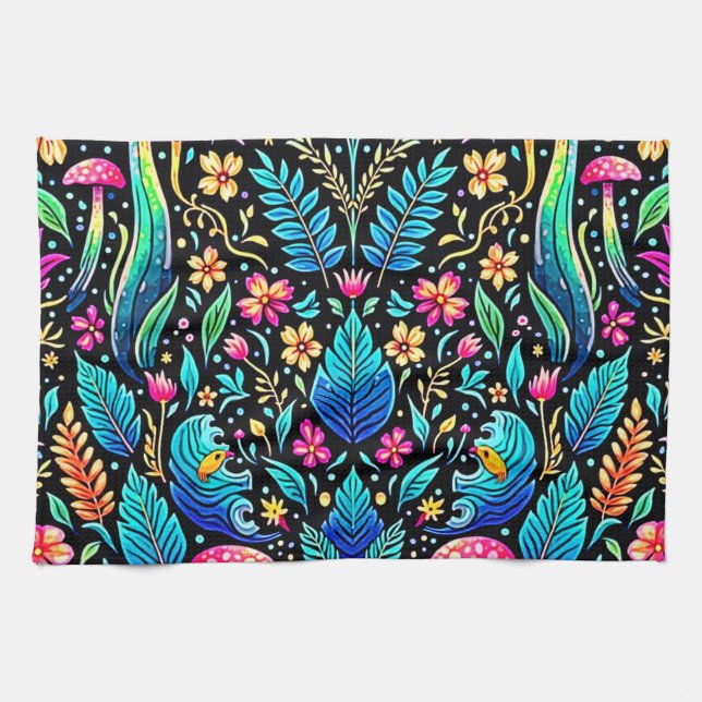 Enchanted Mushroom Forest Dream Kitchen Towel (Horizontal)