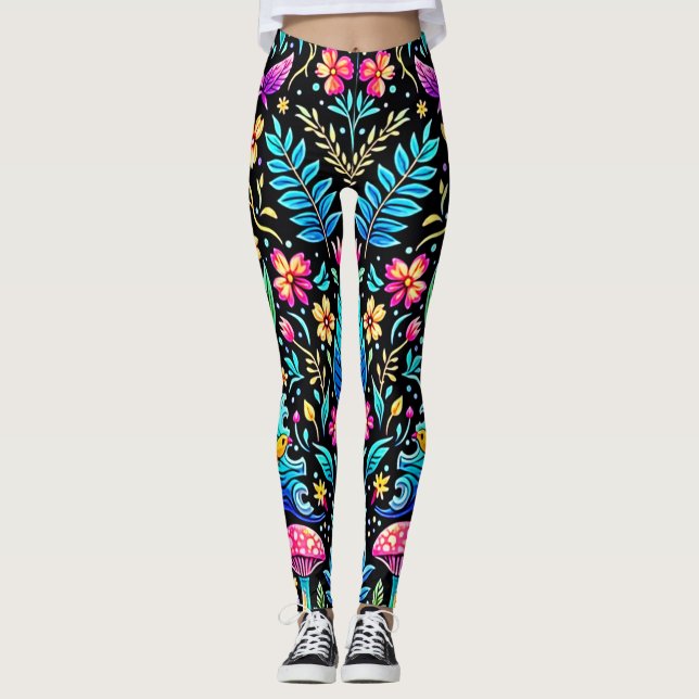 Enchanted Mushroom Forest Dream Leggings (Front)