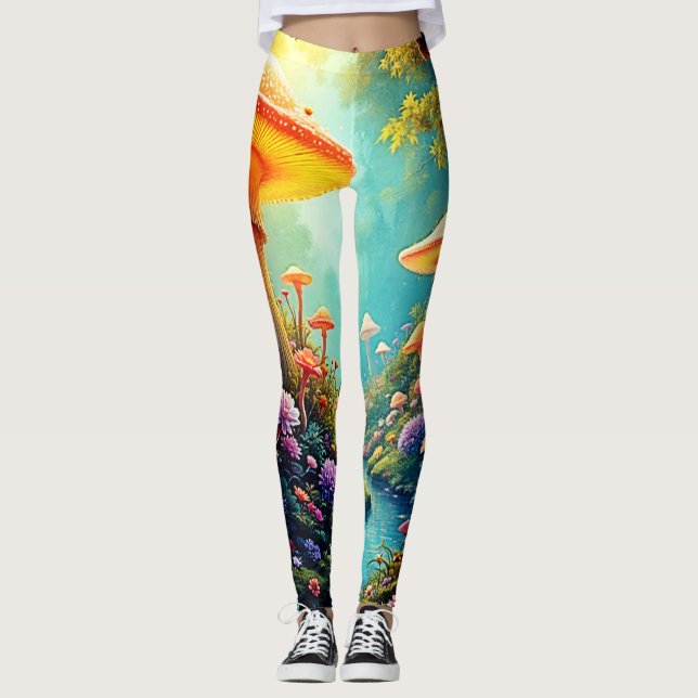 Enchanted Mushroom Forest Dream Leggings (Front)