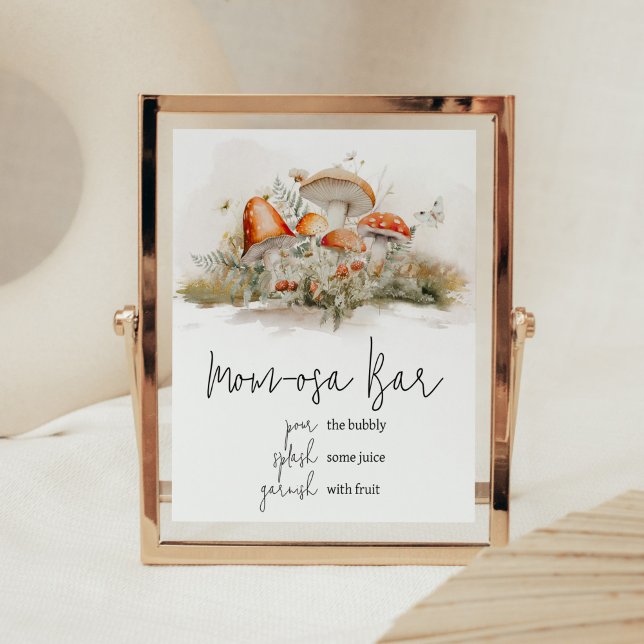 Enchanted Mushroom Forest Mom Osa Bar Poster (Enchanted Mushroom Baby Shower Mom Osa Bar Sign)
