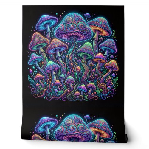 Enchanted Mushroom Forest Textured Wallpaper