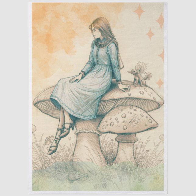 Enchanted Mushroom Muse Decopauge Tissue Paper (Front)