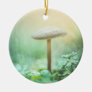 Enchanted Mushroom Nature Photo Ceramic Ornament