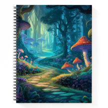 Enchanted Mushroom Path Spiral Notebook