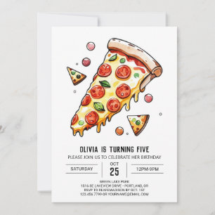 Enchanted Mushroom Pizza Birthday Invitation