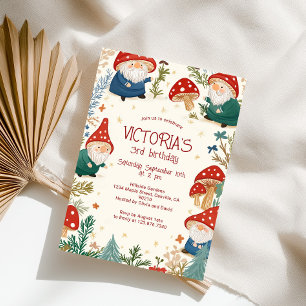 Enchanted Mushrooms Forest Gnome Birthday Party Invitation