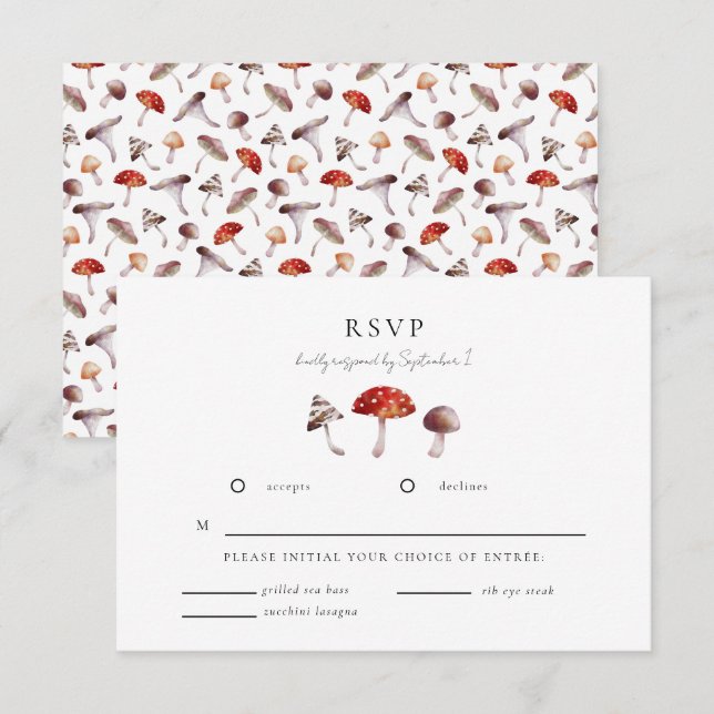 Enchanted Mushrooms Wedding RSVP Card (Front/Back)