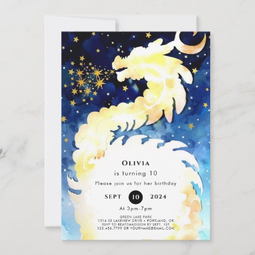 Enchanted Mystical Dragon Birthday Invitation