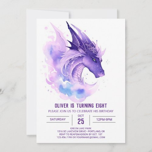 Enchanted Mythical Dragon Adventure Birthday Invitation