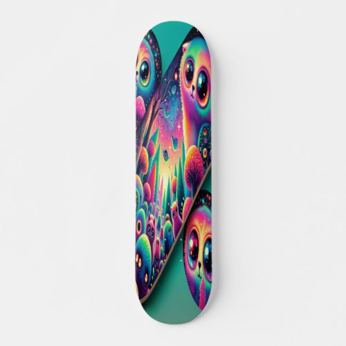  Enchanted Neon Forest Skateboard