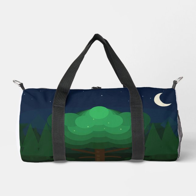 Enchanted Night Forest Duffel Bag | Moonlit Tree N (Front)