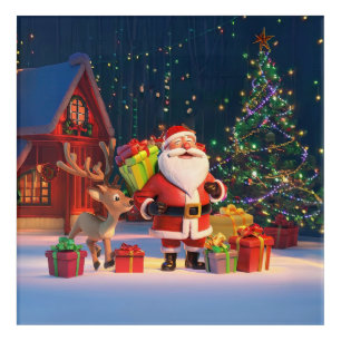 Enchanted Night Santa's North Pole Cabin Acrylic Print