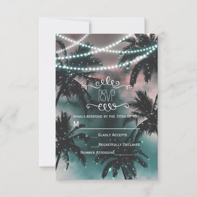 Enchanted Night Sky Evening Beach Lights RSVP (Front)