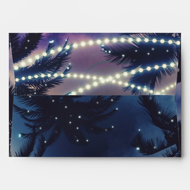 Enchanted Night Sky Evening Beach Lights Wedding Envelope (Back (Top Flap))
