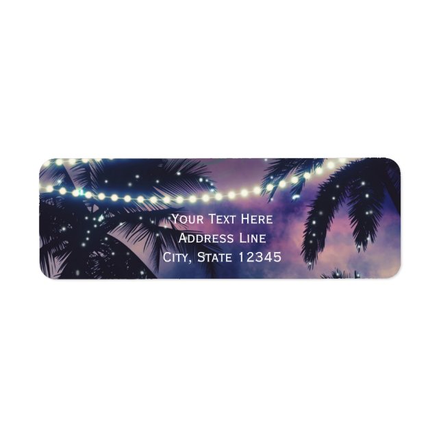 Enchanted Night Sky Evening Beach Lights Wedding Label (Front)