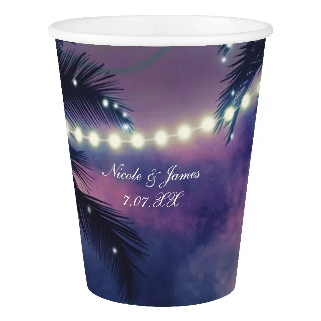 Enchanted Night Sky Evening Beach Lights Wedding Paper Cup | Zazzle