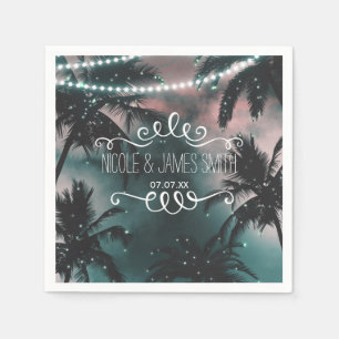 Enchanted Night Sky Evening Beach Lights Wedding Paper Napkins