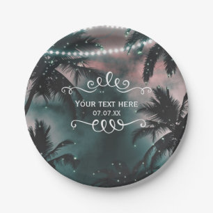 Enchanted Night Sky Evening Beach Lights Wedding Paper Plates